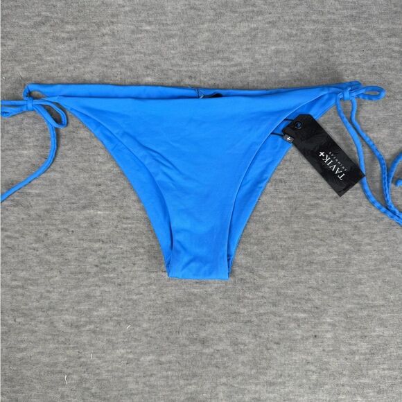 Tavik Tie Side Bikini Bottom Women's Medium Blue Nylon Stretch Ribbed Swimwear - Picture 1 of 5